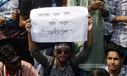 ঢাকা সেন্ট্রাল ইউনিভার্সিটি: অধ্যাদেশের দাবিতে শিক্ষা ভবনের সামনে অবস্থান