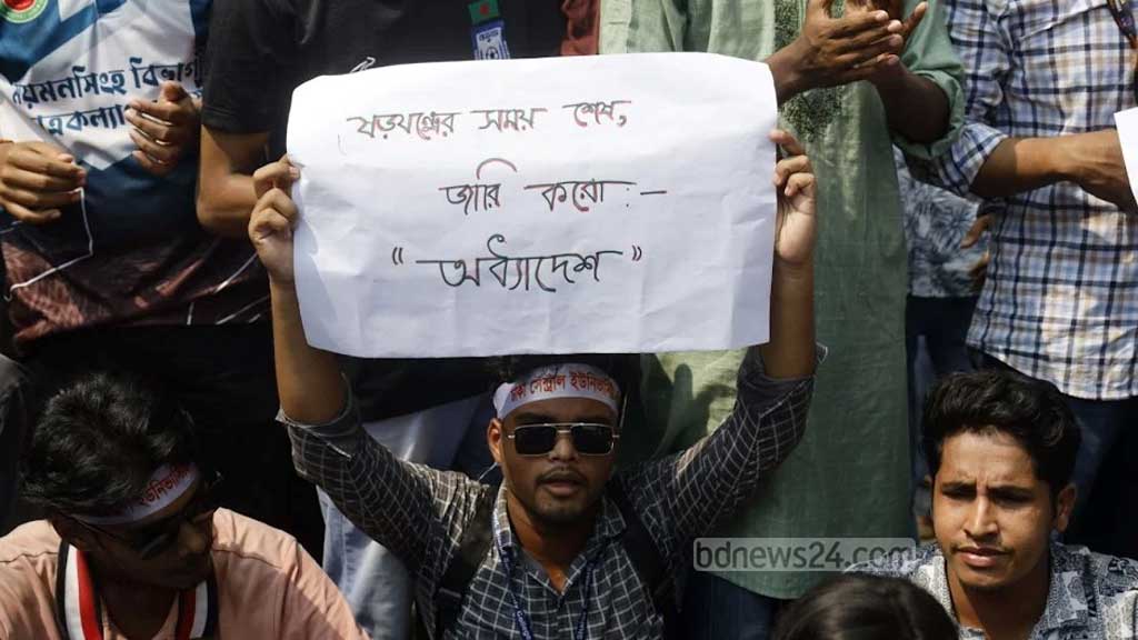 ঢাকা সেন্ট্রাল ইউনিভার্সিটি: অধ্যাদেশের দাবিতে শিক্ষা ভবনের সামনে অবস্থান