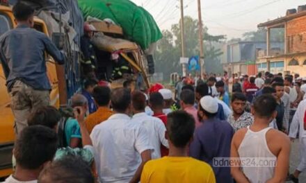 ময়মনসিংহে এক ট্রাকে আরেক ট্রাকের ধাক্কা, উল্টে নিহত ২