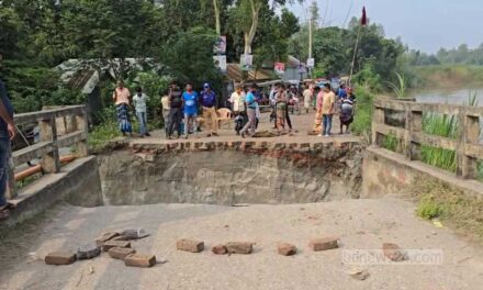 টাঙ্গাইলে সেতুর সংযোগ সড়ক ধসে নদীতে, ভোগান্তিতে লক্ষাধিক মানুষ